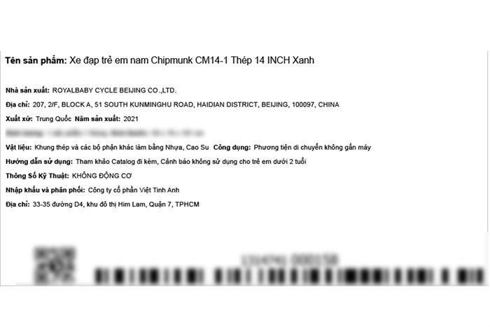 Xe Đạp Trẻ Em Chipmunk CM14-1 14 inch Màu Xanh Dương
