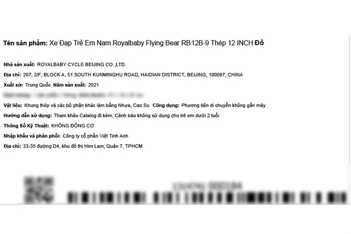 Xe Đạp Trẻ Em Royal Baby Flying Bear RB12B-9 12 inch Màu Đỏ
