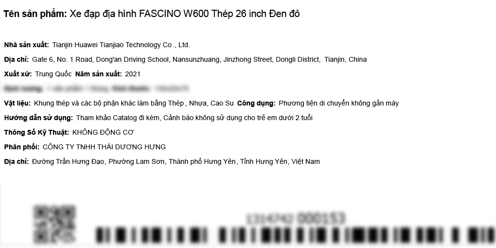 Xe Đạp Địa Hình MTB Fascino W600 26 inch