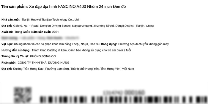 Xe Đạp Địa Hình MTB Fascino A400 24 inch Màu Đen - Đỏ