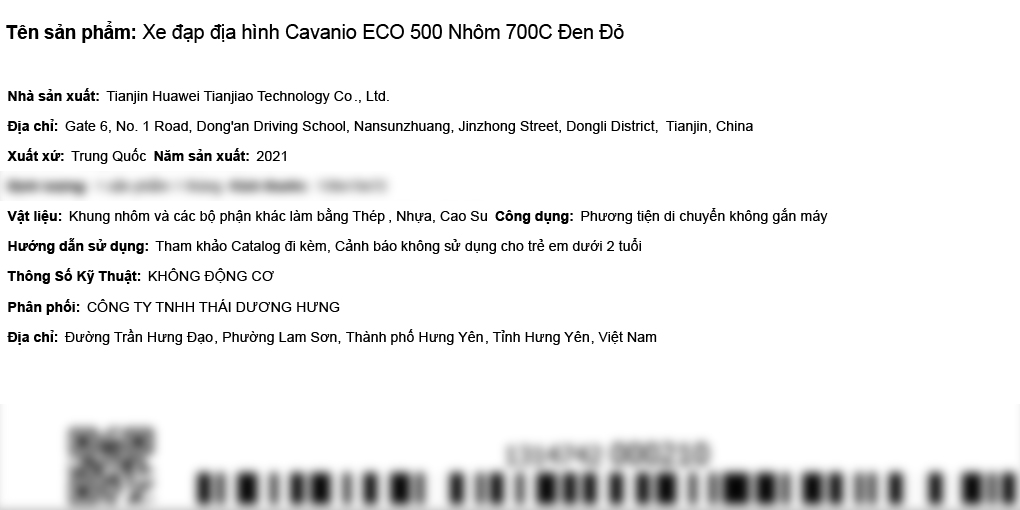 Xe đạp địa hình MTB Cavanio ECO 500 26 inch