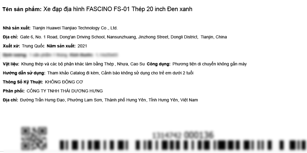 Xe Đạp Trẻ Em Fascino FS-01 20 inch Màu Đen - xanh dương