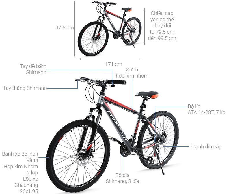 Xe Đạp Địa Hình MTB Phoenix Vigilon 3.0 26 inch