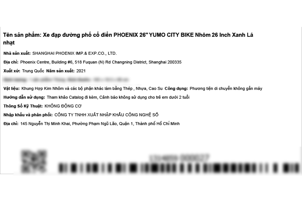 Xe Đạp Đường Phố Cổ Điển City Phoenix Yumo 26 inch Màu Xanh lá nhạt