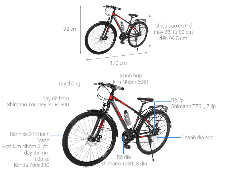 Xe Đạp Địa Hình MTB Life 700C HBR66 27.5 inch