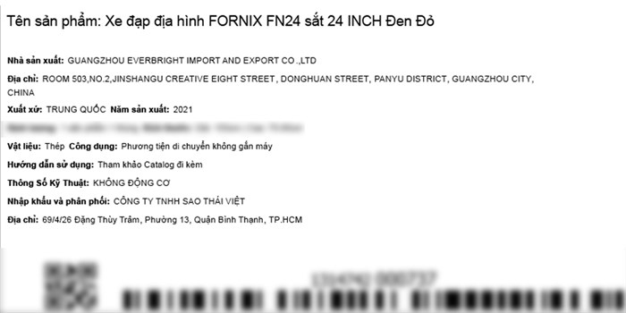 Xe Đạp Địa Hình MTB Fornix FN24 24 inch Màu Đen - Đỏ