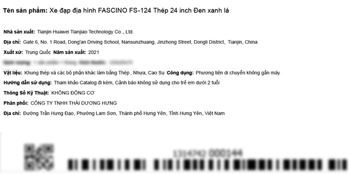 Xe Đạp Địa Hình MTB Fascino FS-124 24 inch