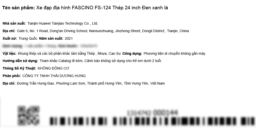 Xe Đạp Địa Hình MTB Fascino FS-124 24 inch