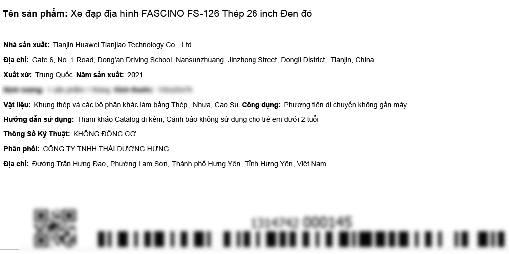 Xe Đạp Địa Hình MTB Fascino FS-126 26 inch Màu Đen - Đỏ