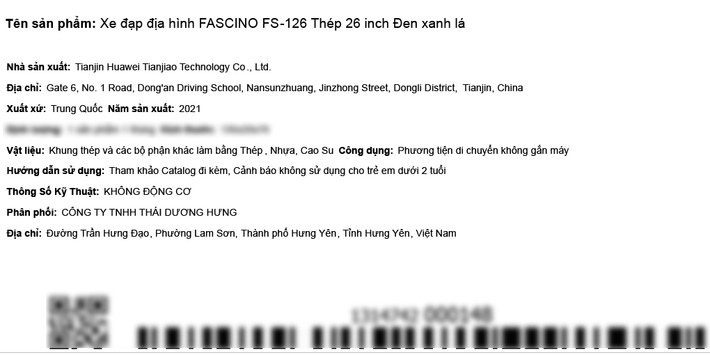 Xe Đạp Địa Hình MTB Fascino FS-126 26 inch Màu Đen - Xanh lá