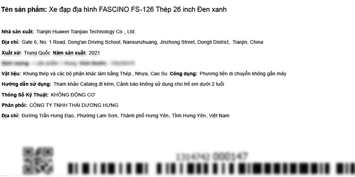 Xe Đạp Địa Hình MTB Fascino FS-126 26 inch Màu Đen - xanh dương