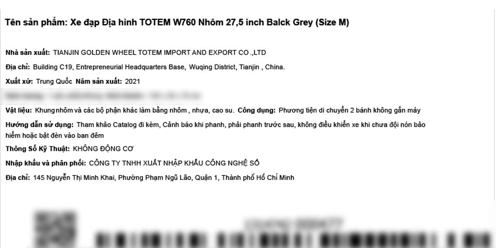 Xe Đạp Địa Hình MTB Totem W760 27.5 inch Size M