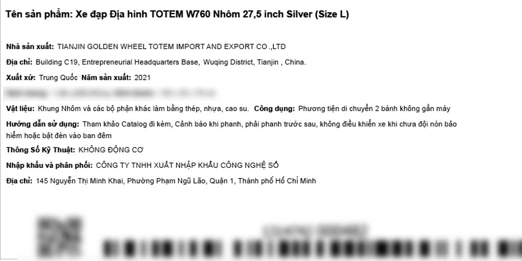 Xe Đạp Địa Hình MTB Totem W760 27.5 inch Size L Màu Bạc