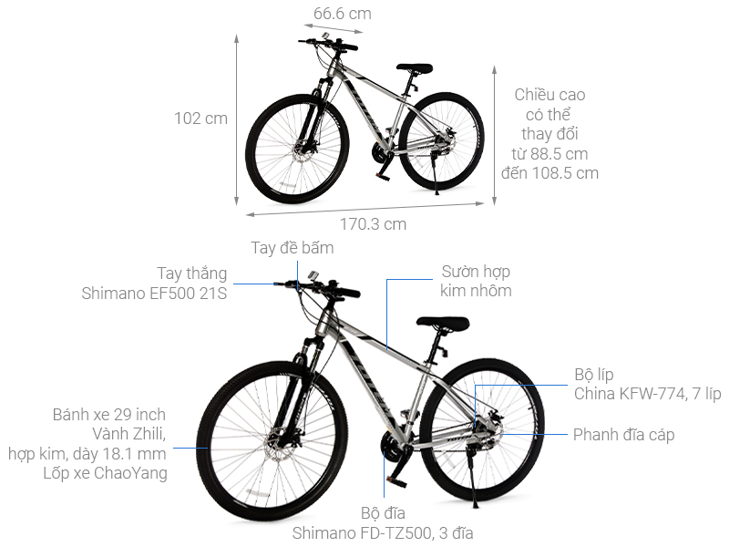 Xe Đạp Địa Hình MTB Totem W760 29 inch Size M