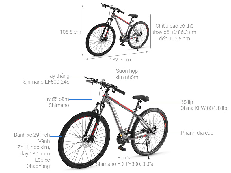 Xe Đạp Địa Hình MTB Totem W860 29 inch Size M