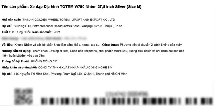 Xe Đạp Địa Hình MTB Totem W790 27.5 inch Size M