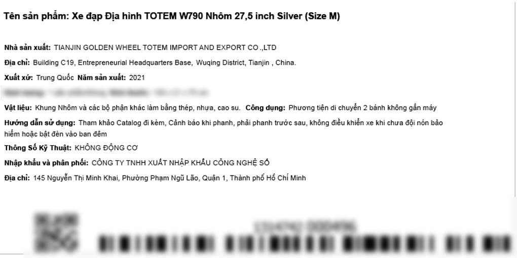 Xe Đạp Địa Hình MTB Totem W790 27.5 inch Size M
