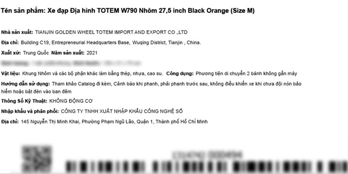 Xe Đạp Địa Hình MTB Totem W790 27.5 inch Size M