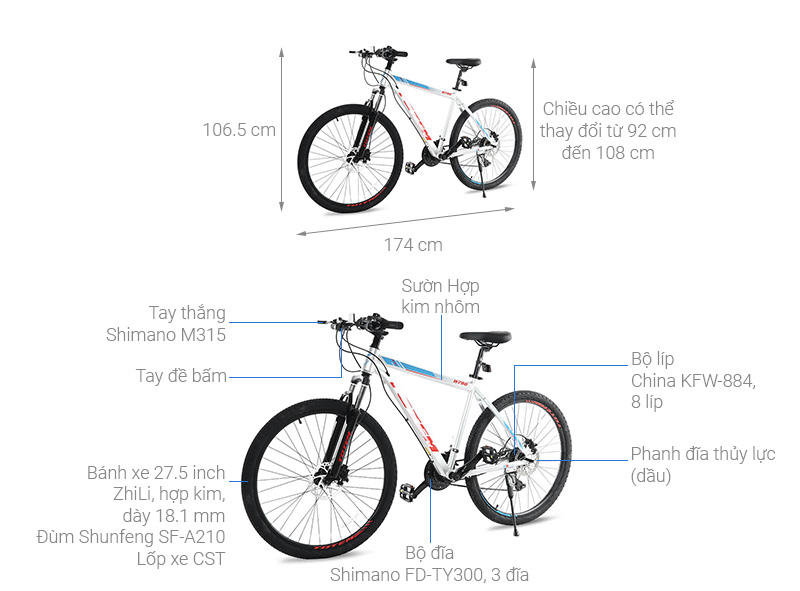 Xe Đạp Địa Hình MTB Totem W790 27.5 inch Size L