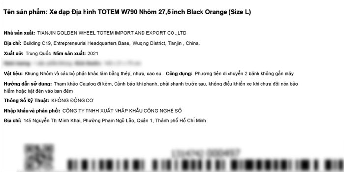 Xe Đạp Địa Hình MTB Totem W790 27.5 inch Size L Màu Đen - Cam