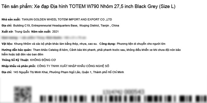 Xe Đạp Địa Hình MTB Totem W790 27.5 inch Size L Màu Đen - Xám