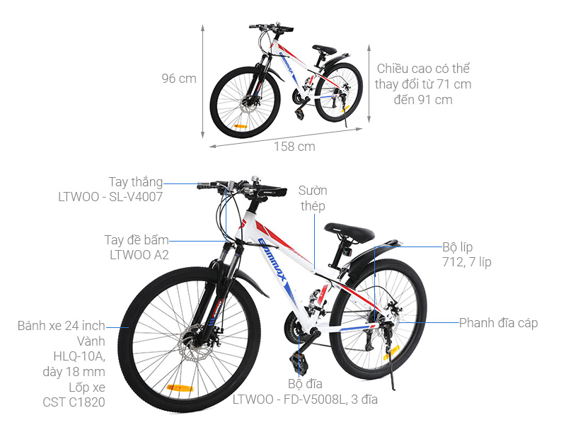 Xe Đạp Địa Hình MTB Gammax 24-Jiebao-3.0-21S 24 inch