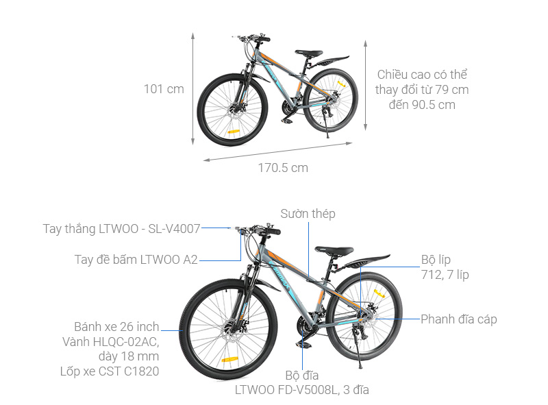 Xe Đạp Địa Hình MTB Gammax 26-Jiebao-3.0-21S 26 inch