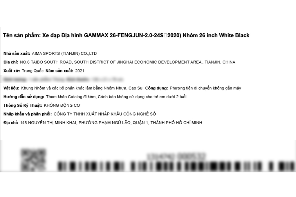 Xe Đạp Địa Hình MTB Gammax 26-Fengjun-2.0-24S 2020 26 inch Size M