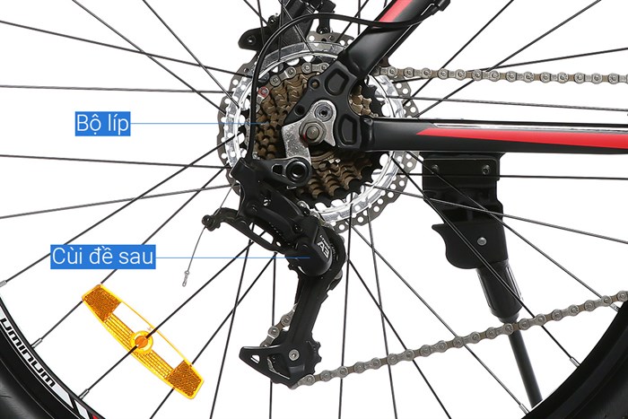 Xe Đạp Địa Hình MTB Gammax 26-Leiming-5.0-24S-HD 2020 26 inch Màu Đen - Đỏ