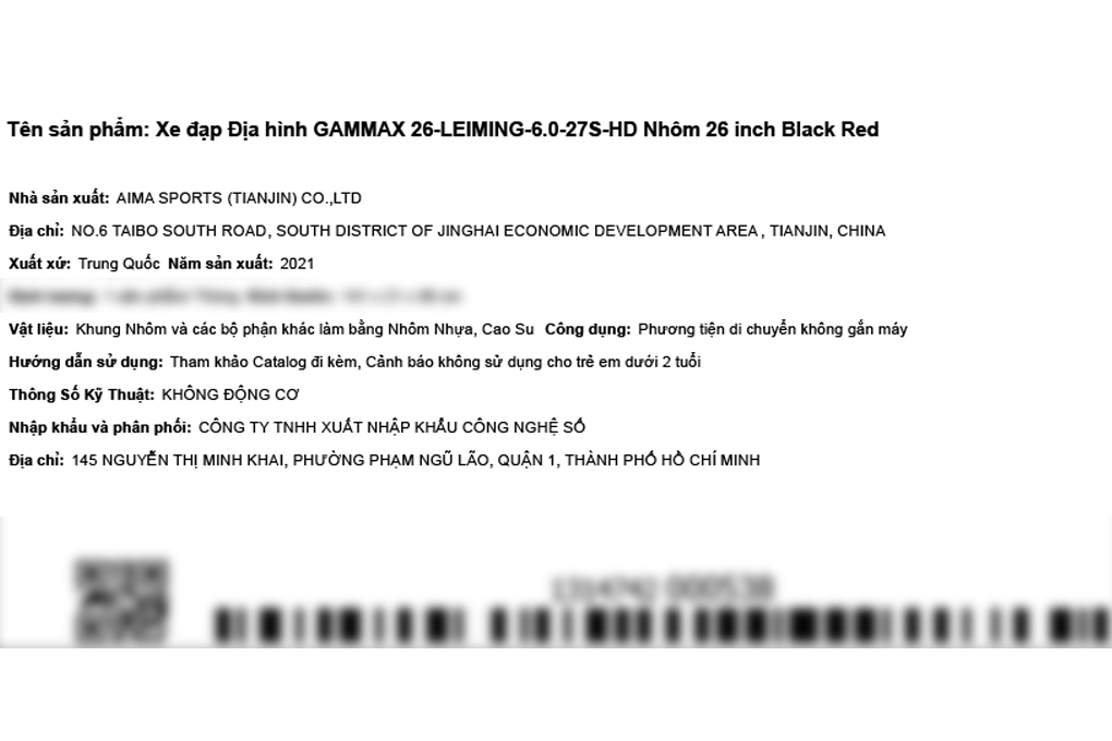 Xe Đạp Địa Hình MTB Gammax 26-Leiming-6.0-27S-HD 26 inch Màu Đen - Đỏ