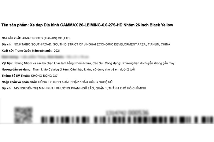 Xe Đạp Địa Hình MTB Gammax 26-Leiming-6.0-27S-HD 26 inch Màu Đen - Vàng