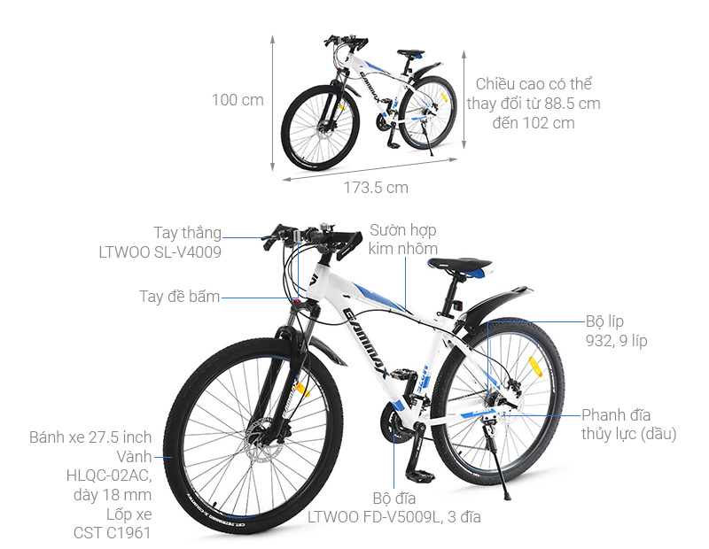 Xe Đạp Địa Hình MTB Gammax 27.5-Leiting-6.0-27S-HD A 27.5 inch