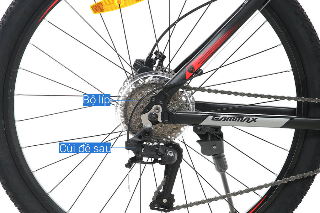 Xe Đạp Địa Hình MTB Gammax 27.5-Leiting-6.0-27S-HD A 27.5 inch Màu Xám - Đỏ