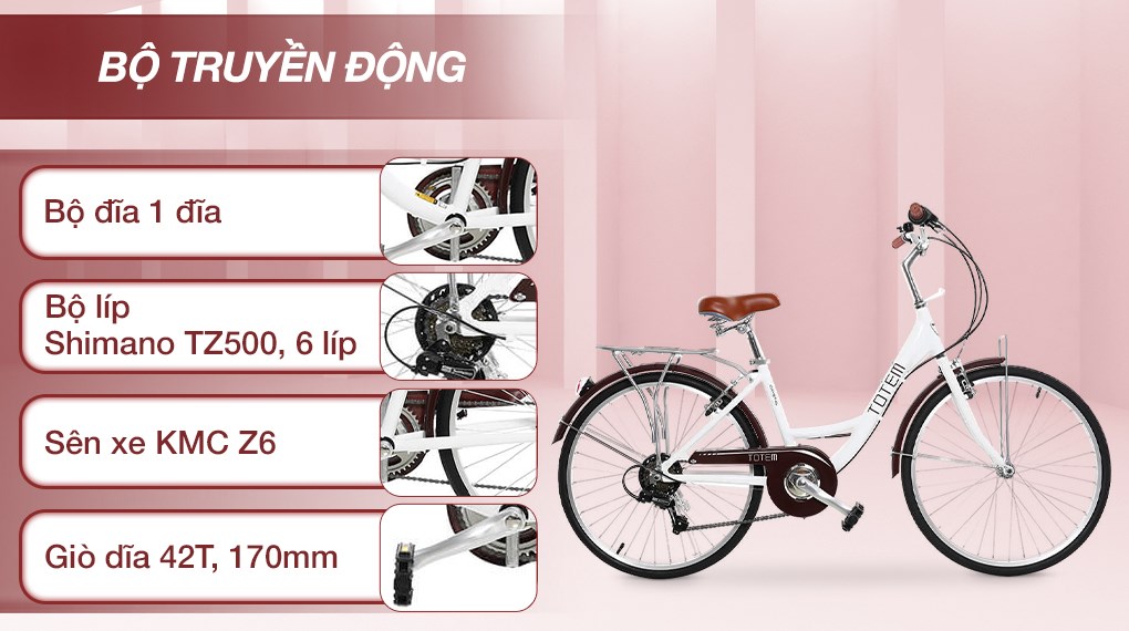 Xe Đạp Đường Phố City Totem Chris 24 inch Size M