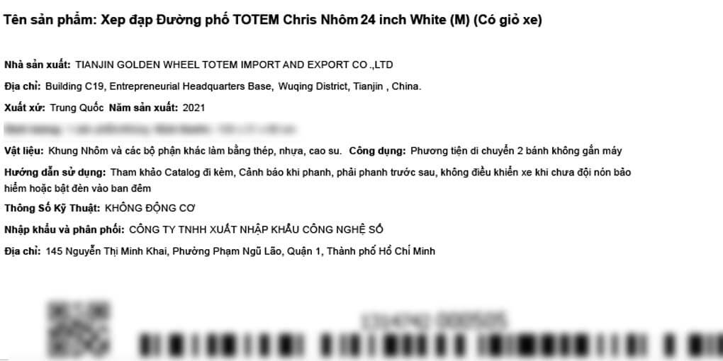 Xe Đạp Đường Phố City Totem Chris 24 inch Size M Màu Trắng
