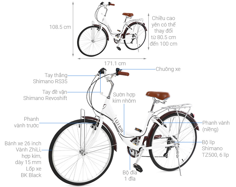 Xe Đạp Đường Phố City Totem Chris 26 inch Size M