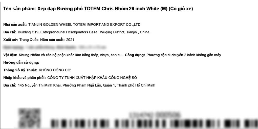 Xe Đạp Đường Phố City Totem Chris 26 inch Size M Màu Trắng
