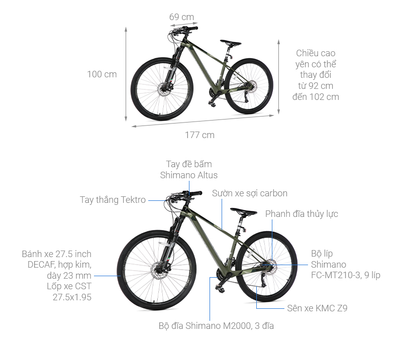 Xe Đạp Địa Hình MTB Java 650B-Vetta-27S-A 27.5 inch Size S