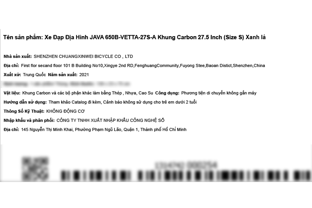 Xe Đạp Địa Hình MTB Java 650B-Vetta-27S-A 27.5 inch Size S - 18