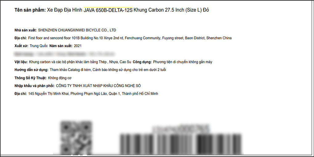 Xe Đạp Địa Hình MTB Java 650B-Delta-12S 27.5 inch Size L Màu Đỏ
