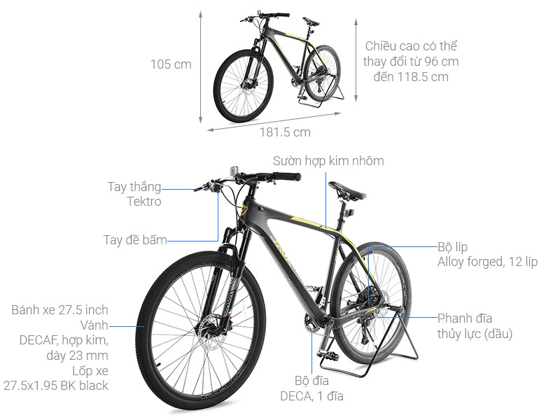 Xe Đạp Địa Hình MTB Java 650B-Delta-12S 27.5 inch Size XL