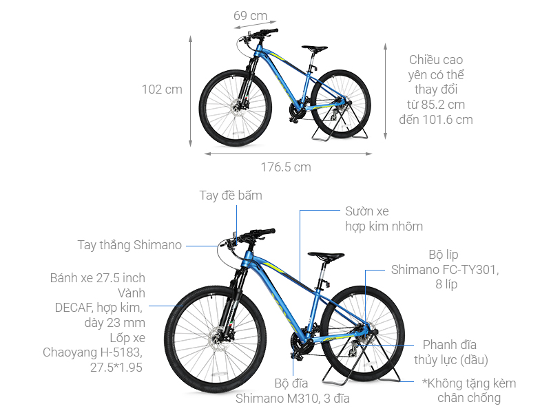 Xe Đạp Địa Hình MTB Java 650B-Dolomia-24S 27.5 inch Size S