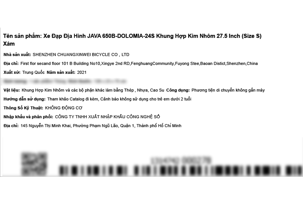 Xe Đạp Địa Hình MTB Java 650B-Dolomia-24S 27.5 inch Size S Màu Xám