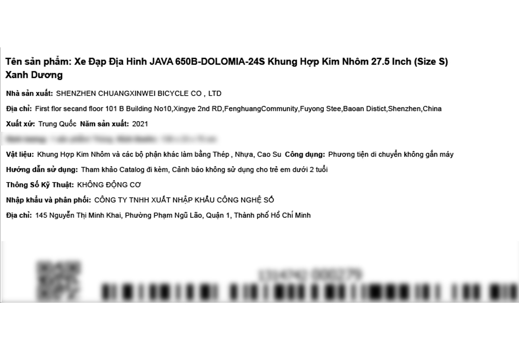Xe Đạp Địa Hình MTB Java 650B-Dolomia-24S 27.5 inch Size S Màu Xanh Dương