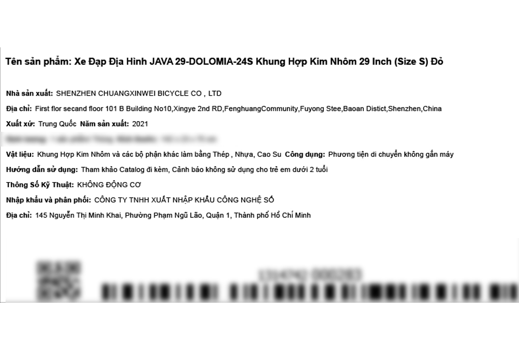Xe Đạp Địa Hình MTB Java 29-Dolomia-24S 29 inch Size S