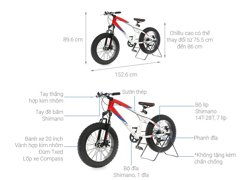 Xe Đạp Địa Hình MTB Txed Brave Boy 20 20 inch Size XXS