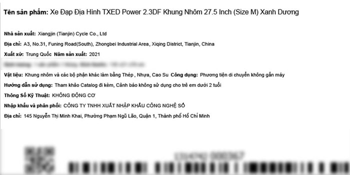 Xe Đạp Địa Hình MTB Txed Power 2.3-Df 27.5 inch Size M