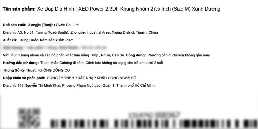 Xe Đạp Địa Hình MTB Txed Power 2.3-Df 27.5 inch Size M