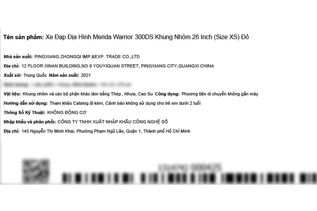 Xe Đạp Địa Hình MTB Merida Warrior 300Ds 26 inch Size XS Màu Đỏ