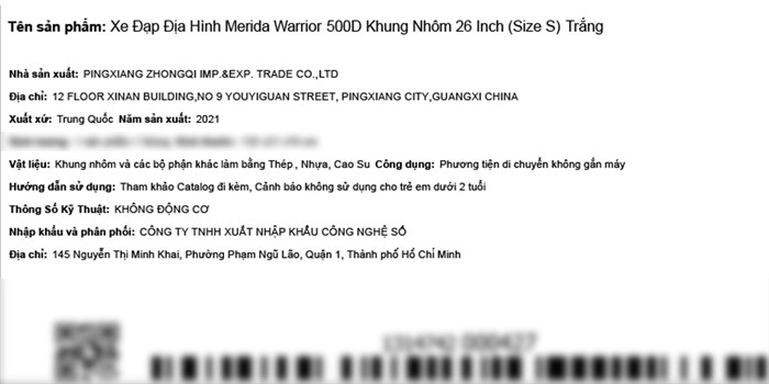 Xe Đạp Địa Hình MTB Merida Warrior 500D 26 inch Size S Màu Trắng